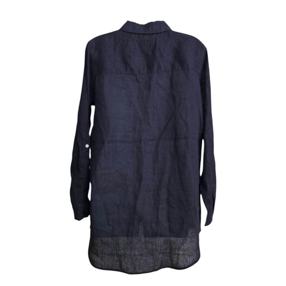 Sigrid Olsen Navy Blue Linen Pants Top M - Picture 5 of 9